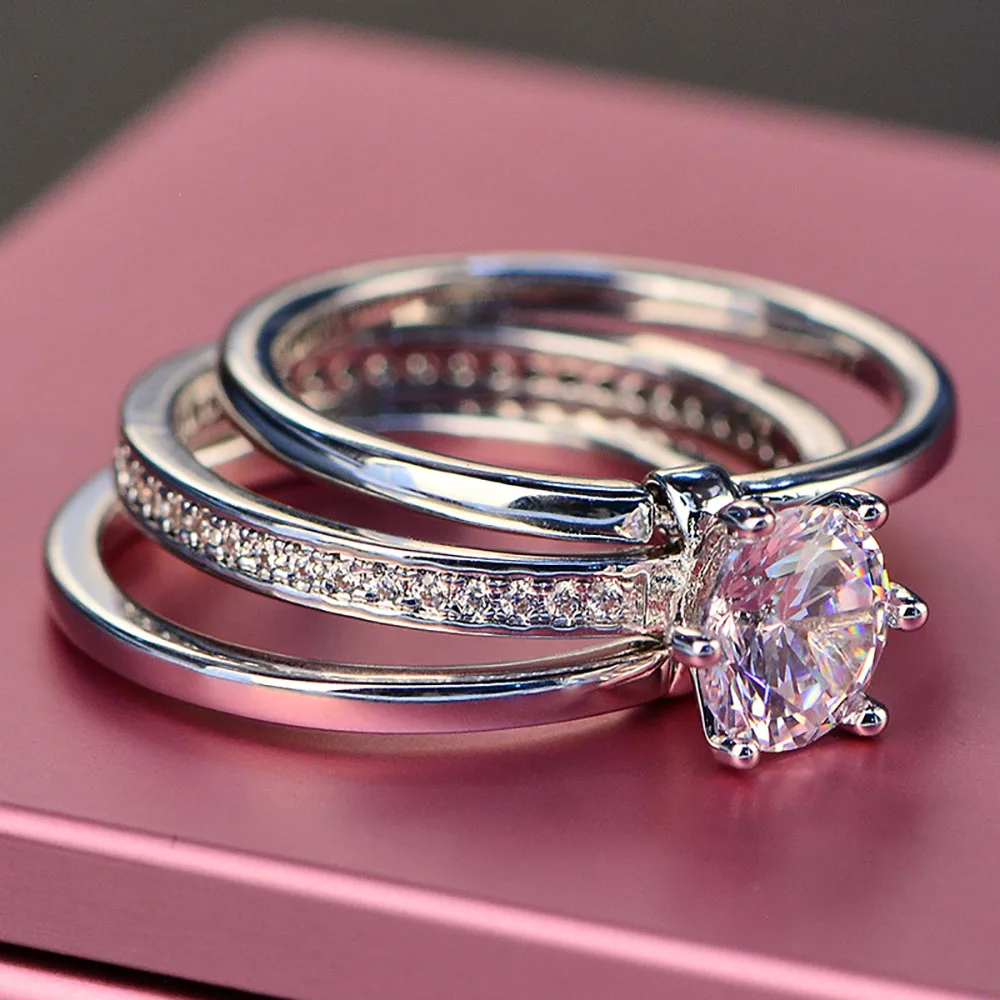 

KNRIQUEN Sterling Silver Rings 925 Multi Layer High Carbon Diamond Ring For Girlfriend Engagement Proposal Jewelry Wholesale