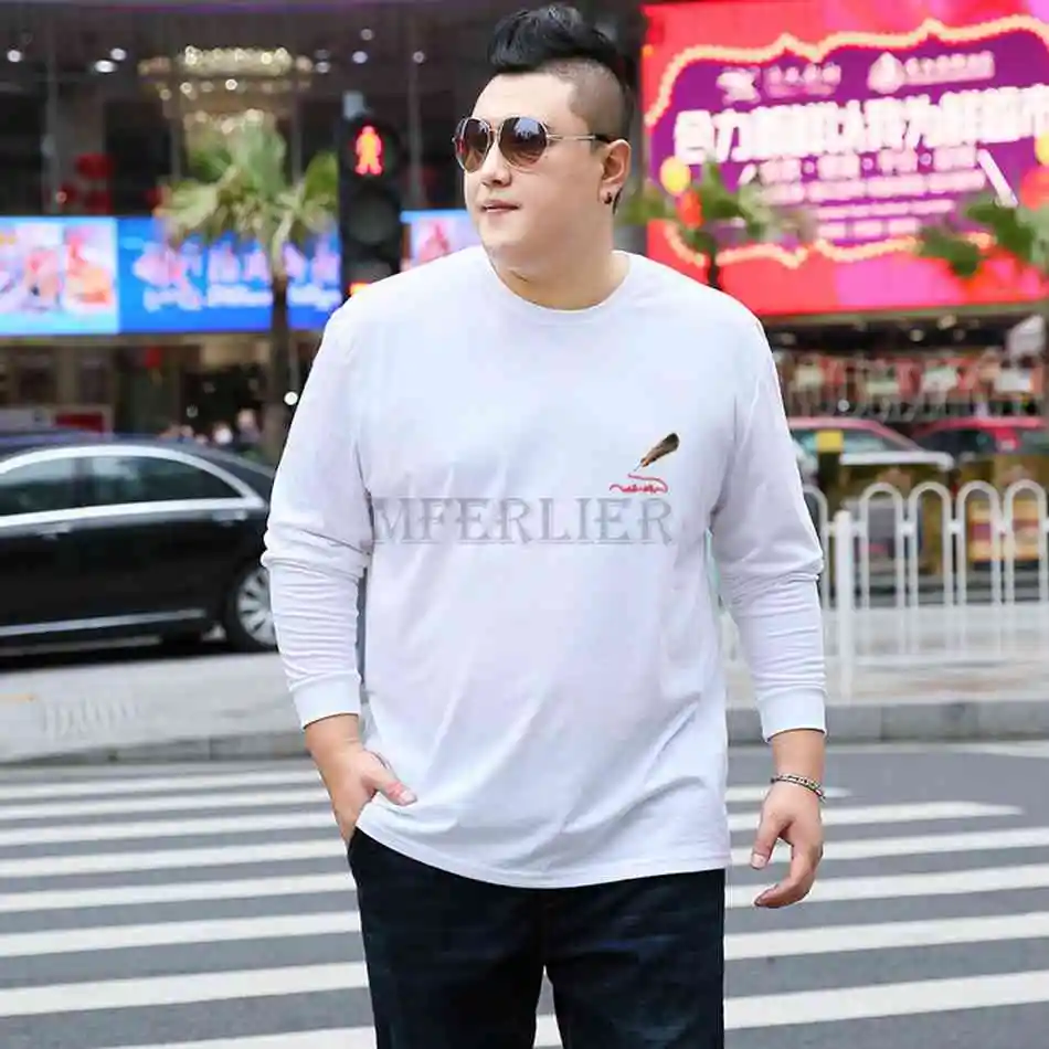 

autumn men solid color cotton tshirt long sleeve wholesale cheap big salse sports tops basic tshirt plus size 8XL tees 52 54 50