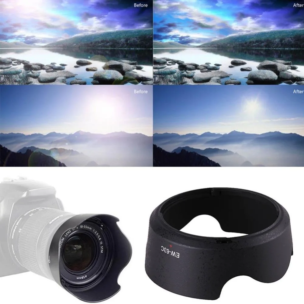 1 шт. Черный ABS бленда EW-63C EW63C для Canon EF-S 18-55 мм f/3,5-5,6 IS STM 58 мм кожух линзы для камеры протектор ew 63c