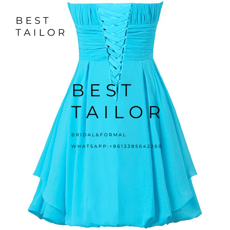 Платья для подружек невесты короткие платья подружки бирюзовые шифоновые