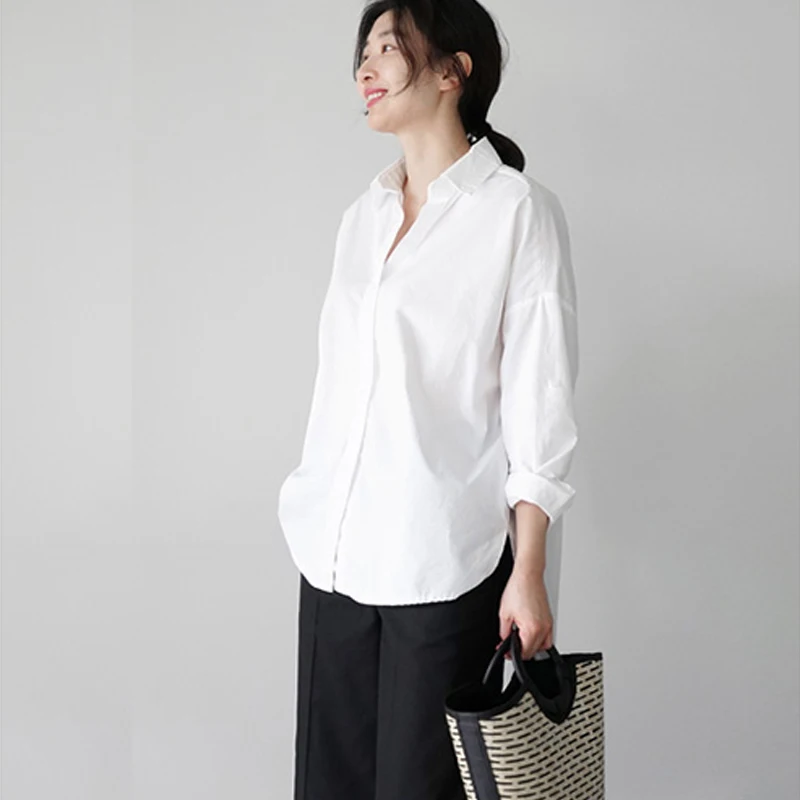 Новые белые рубашки 2021 модная Осенняя Корейская хлопковая блузка рубашка