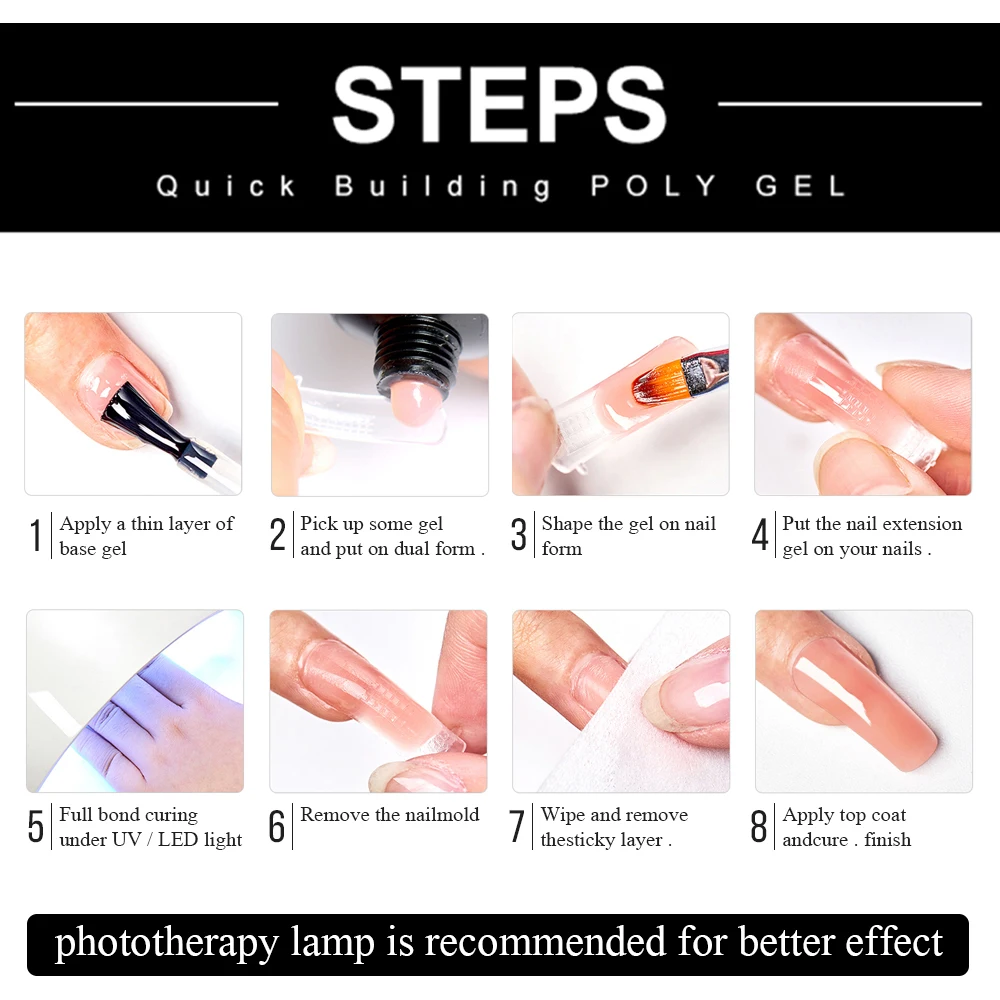

Poly Nail Gel Set Nail Extension 9PCS Finger Quick Building UV LED Gel 72 Color Builder Acrylic Solution Polish Manicure Kit15ml