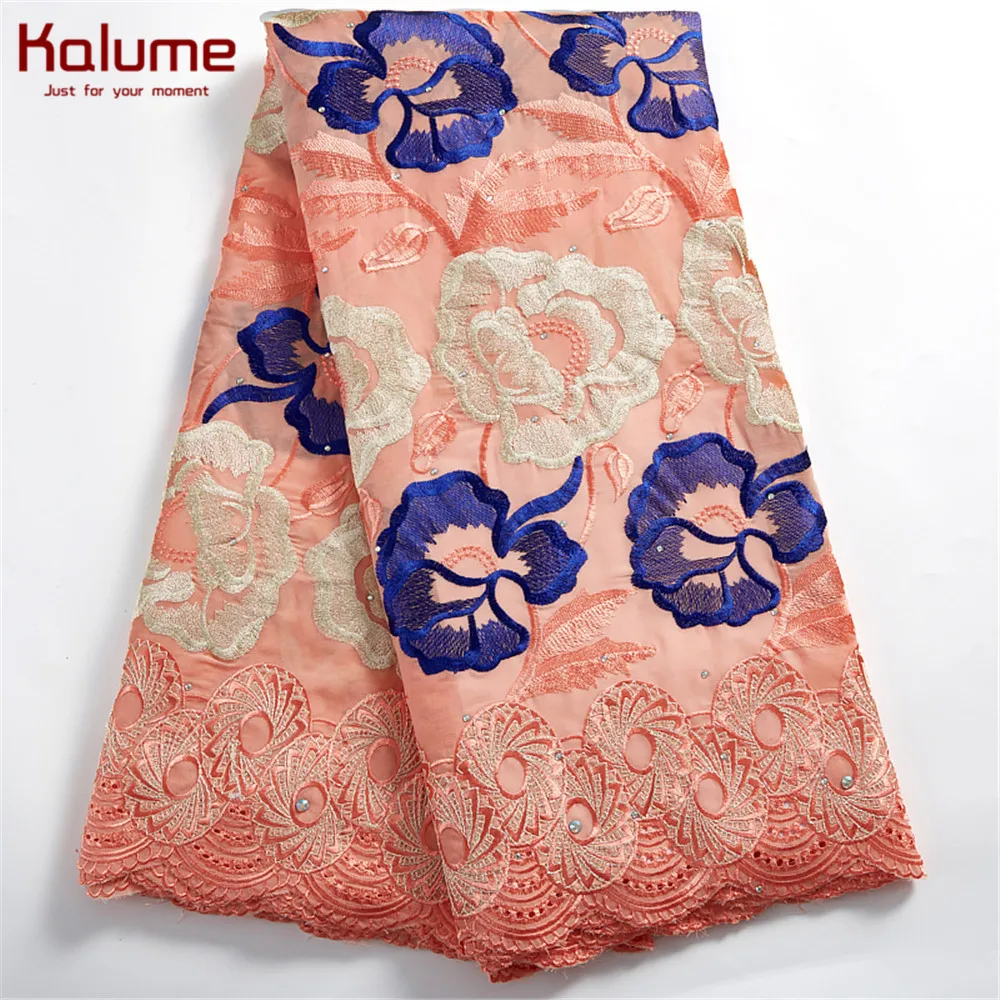 Kalume синяя африканская швейцарская кружевная ткань 2021 вуаль высокого качества