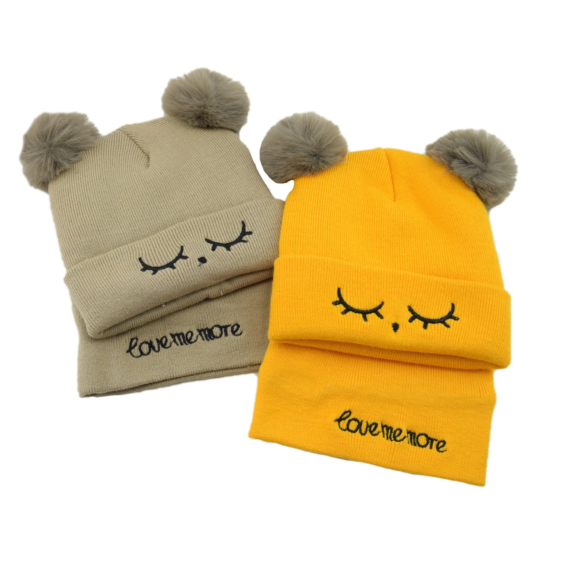 

2Pcs Baby Hat Scarf Suit Boy Warm Autumn Winter Hat Pompom Letter Kids Beanie Knit Children Hats For Girls Boys Baby Cap Hat Set