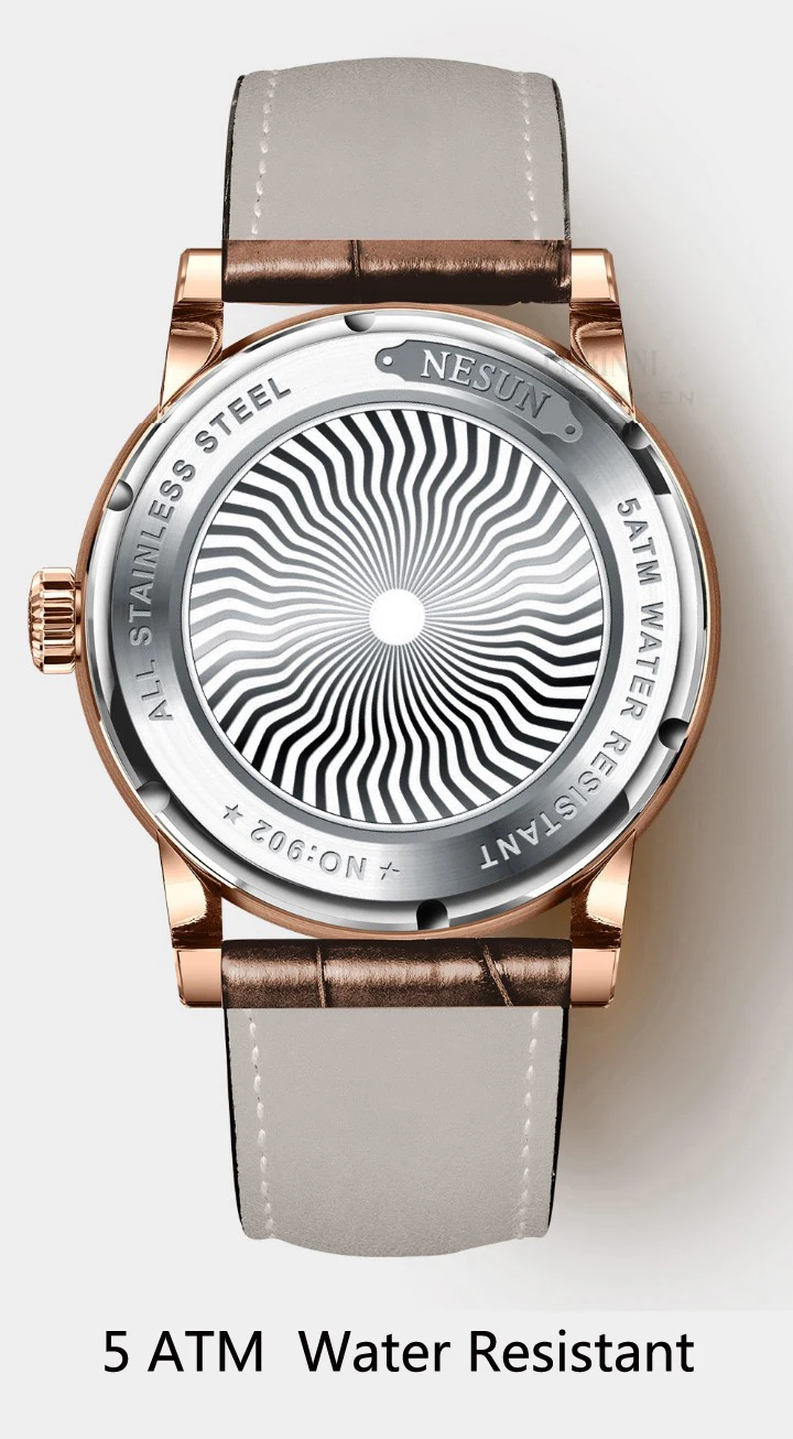 Швейцария NESUN мужской роскошный бренд часов Moon Phase авто механические мужские наручные часы Сапфировая кожа Relogio часы N9022-3