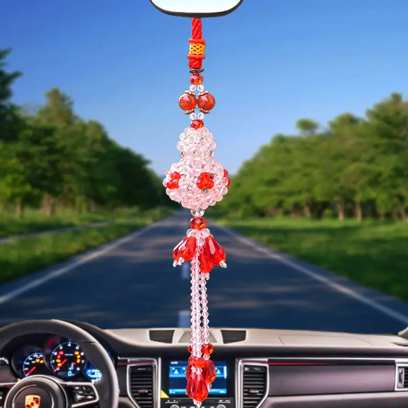 

Finished crystal car hanging handmade beads DIY beaded car knitting pendant pendant car accessories