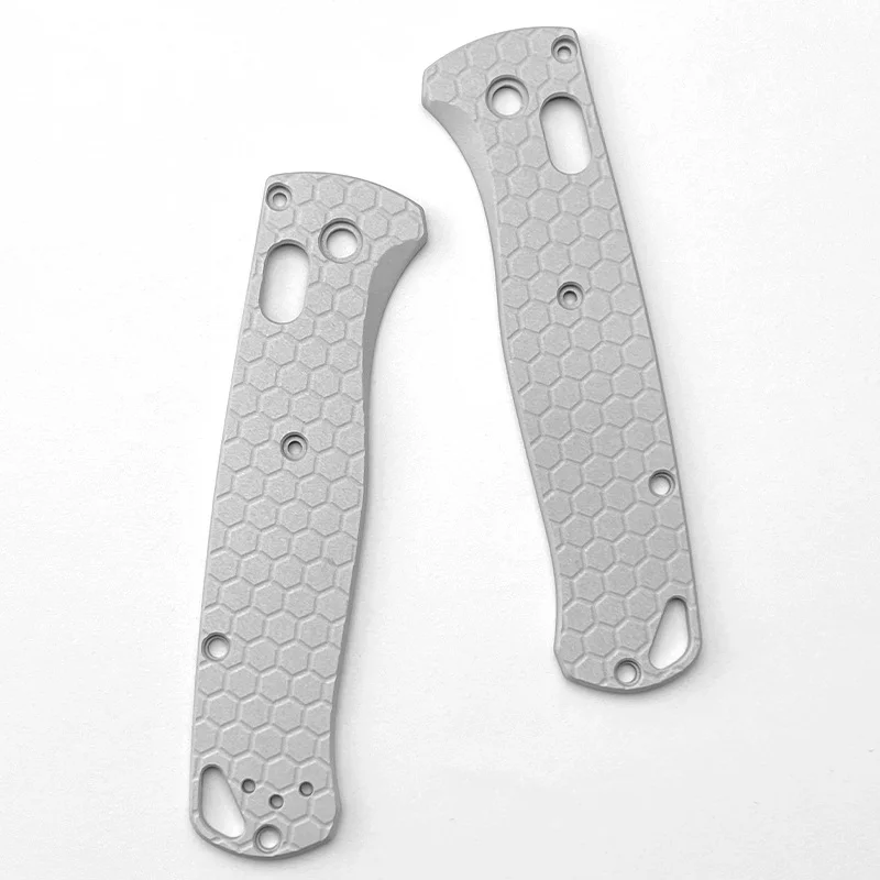 New 1Pair Honeycomb Pattern Aluminium Alloy Knife Grip Handle Patches for Benchmade Bugout 535 Fold Knives DIY Scales SandBlast