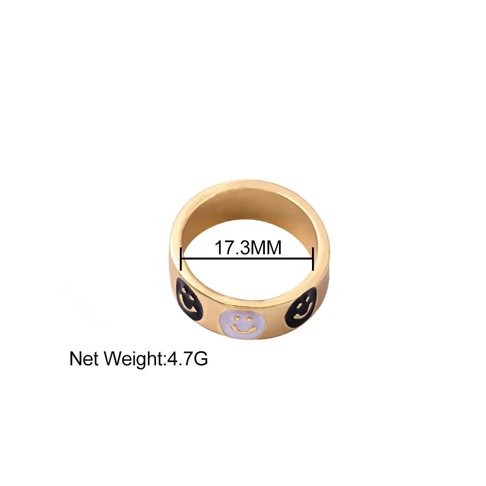 

Smiley Gal Enamel Flower Queen Ring Thick Metal Luxury Spring Lucky Jewelry Heart Star Rings Y2K Jewelry for Women Girls Gifts