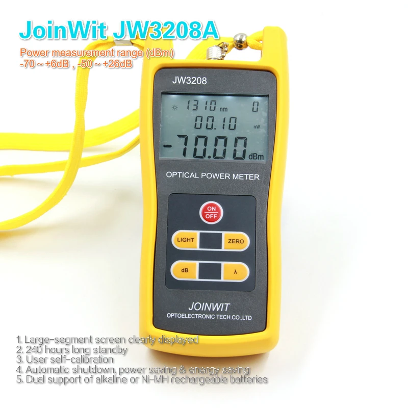 JoinWit JW3208A портативный-70 ~ + 6dBm волоконно-оптический измеритель мощности
