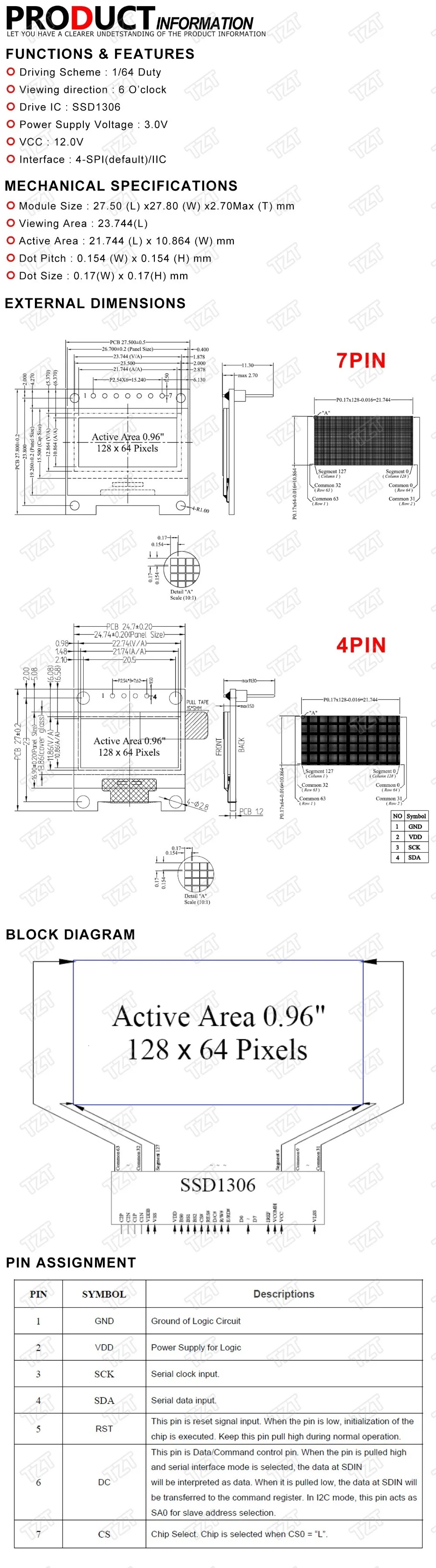 0,96 дюймовый OLED 4PIN 7PIN IIC Серийный белый дисплей модуль 128X64 IEC SSD1306 12864 плата с ЖК-экраном для Arduino