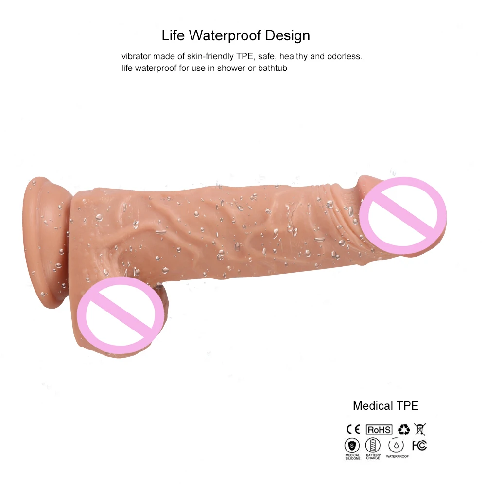 Искусственный Пенис TPE бесшумная вибрация беспроводной с дистанционным