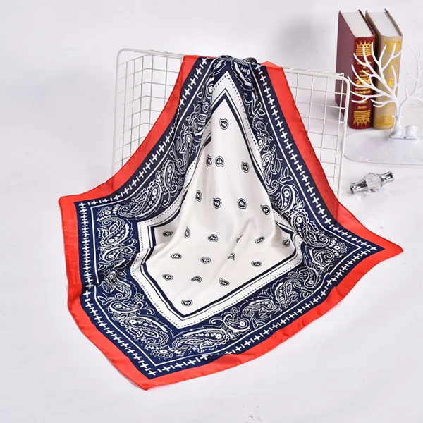 

women paisley printed handle bag ladies foulard wraps muslim hijab handkerchief head bandana 70x70cm womens silk square scarves