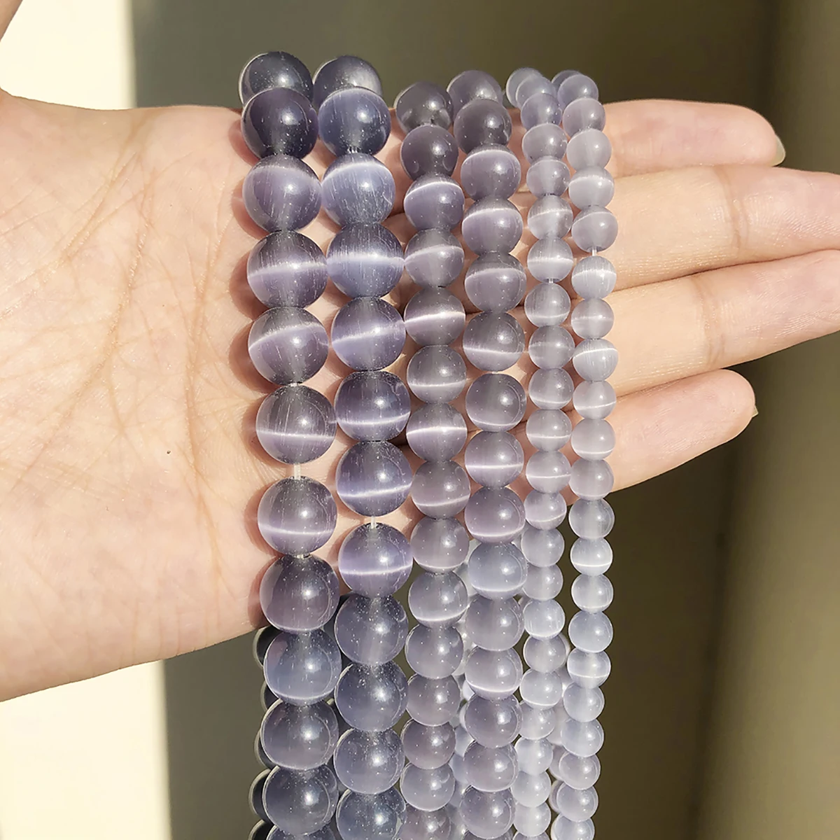 

4/6/8/10/12 мм фиолетовый солнцезащитные очки "кошачий глаз" опала бисер натуральный каменные бусины, ювелирные изделия Круглые бусины для изгот...