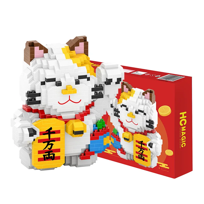 Ромбовидные блоки Манеки Neko счастливый кот мини-строительные Китай Япония