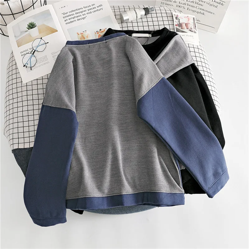 Свитшоты Женские винтажные с имитацией двух предметов стильная простая Осенняя