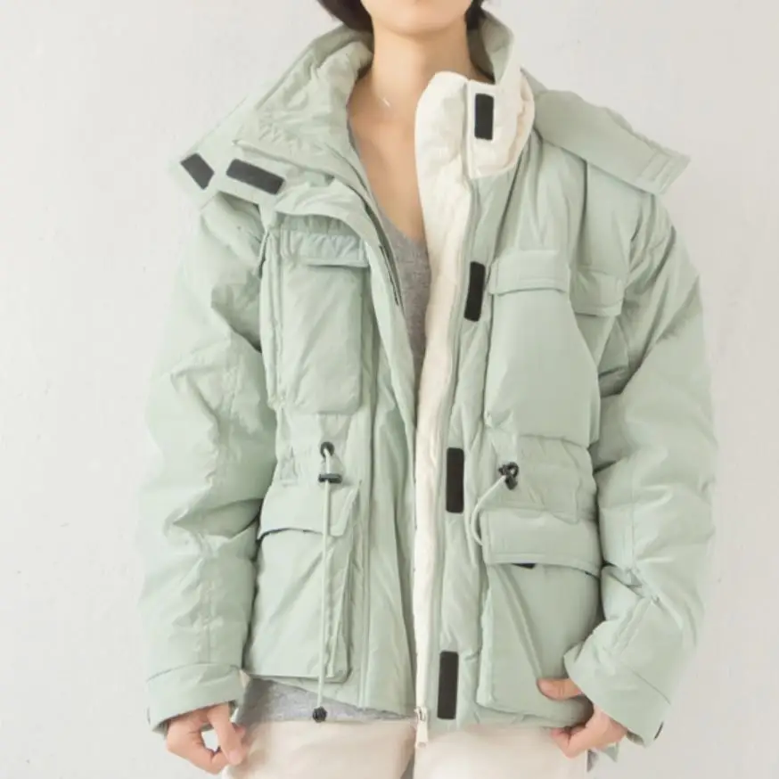 

Пуховик женский на утином пуху, с капюшоном, свободный, водонепроницаемый, F355