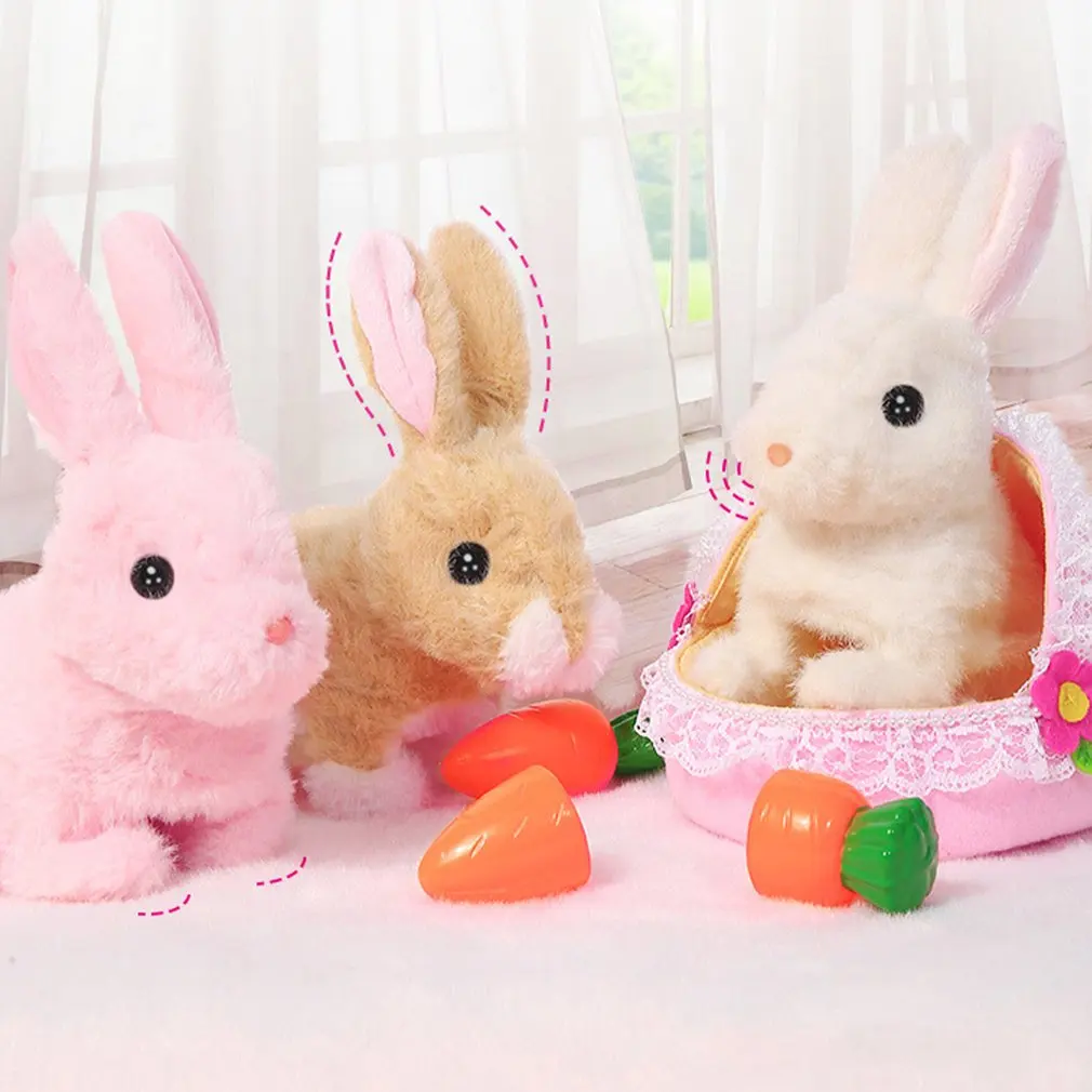 

Кролик Робот электронный плюшевый питомец интерактивные игрушки животные ходячие похлопывающие игрушки для детей подарок на день рождени...