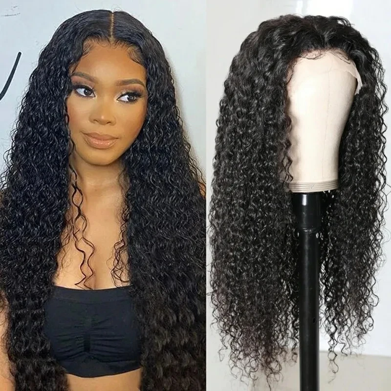 4x4 Closure Human Hair Wigs Jerry Curly Hair Wig 13*4 Brazilian Remy Hair Lace Frontal Human Hair Wigs Natural Black