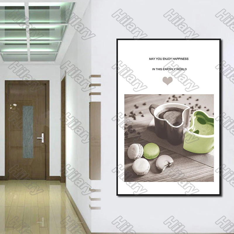 

Poster Macarons Coffee House Green Flowers Canvas Painting and Prints Wall Art Pictures Decoration for Living Room 3Pcs