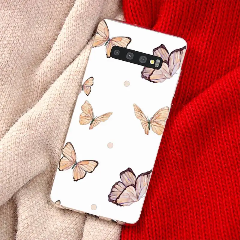

sexy butterfly pink blue Phone Case Transparent for Samsung A71 S9 10 20 HUAWEI p30 40 honor 10i 8x xiaomi note 8 Pro 10t 11