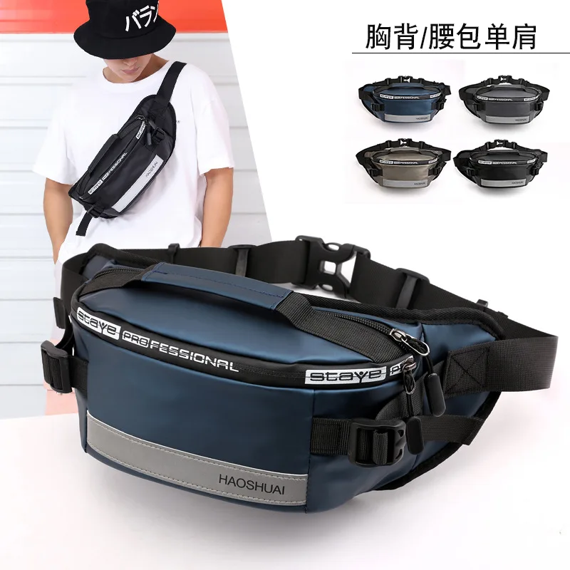 

Men Nylon Waist Bags Fanny Single Chest Pack Multi-Functional Anti-theft Reflective Strip Shoulder Male Hip Bum Belt Bags bolsas