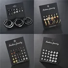 Набор женских серег-гвоздиков WUKALO, винтажные золотистые серьги в форме сердца и цветов с имитацией жемчуга, хороший подарок