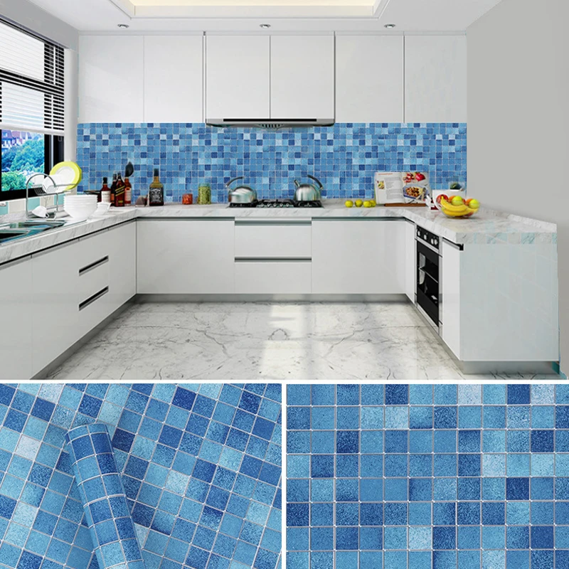 

Waterproof Tiles Mosaic Wall Stickers Wallpaper PVC Oil Proof Kitchen Counter Top Sticker Decor Furniture Renovation Tapety J205