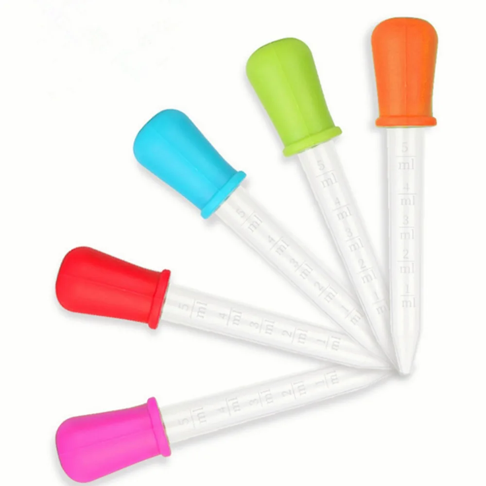 

5M Small Silicone Plastic Feeding Medicine Liquid Eye Ear Graduated Pipette Dropper for School Lab Supplies