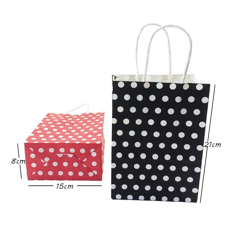 10 шт./лот Подарочный пакет из крафт бумаги в горошек с ручками 21*15*8 см лидер продаж