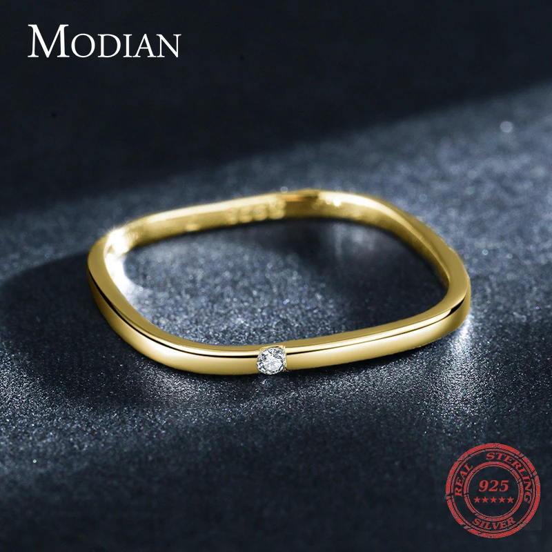 Modian 100% Настоящее серебро 925 пробы квадратный уникальный модный дизайн кольцо на