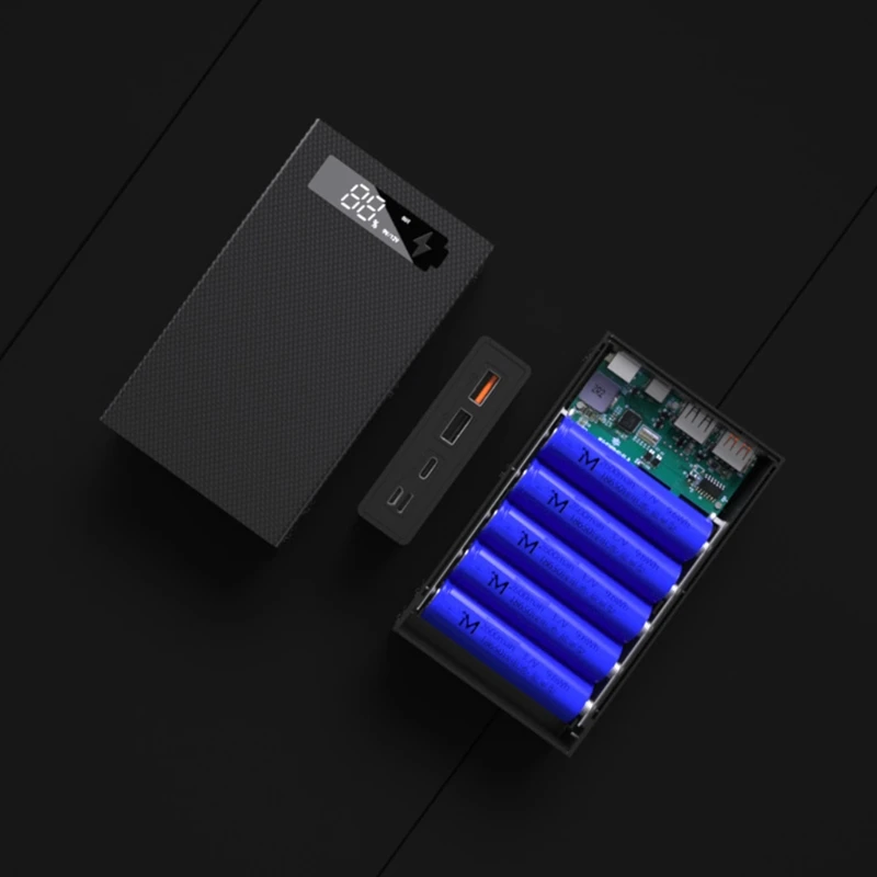 

Detachable QC3.0 PD LCD Display DIY 5x18650 Battery Case Power Bank Shell Box E56B