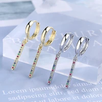 fashion simple woman earring trend long geometric line mirco pave zircon tassel drop earrings for women female jewelry oorbellen