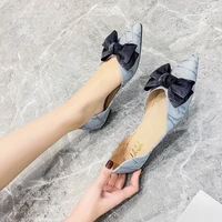 4243 size silk butterfly knot ballet flats woman loafers sneakers sequined cloth shoes women glitter pointed toe moccasins hot