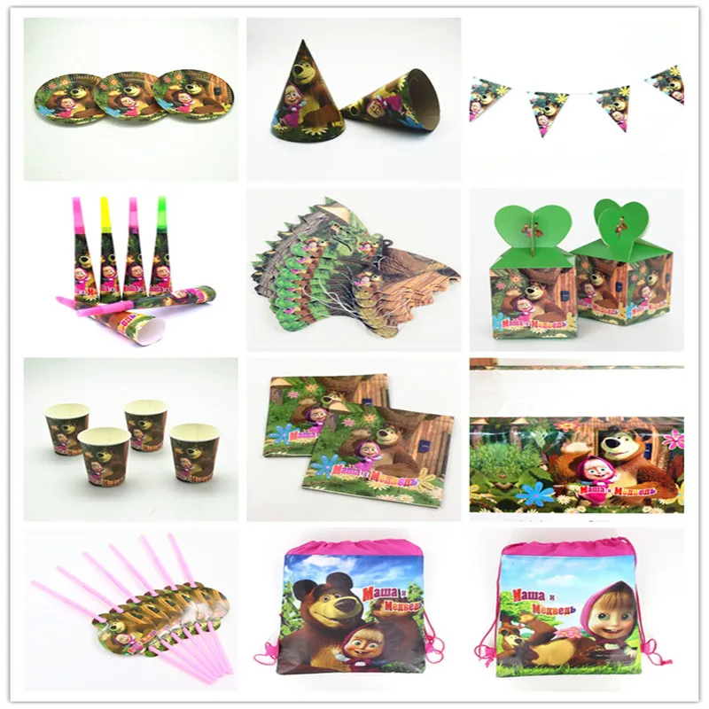 Одноразовые столовые приборы на день рождения для детей Набор чашек тарелок и т.