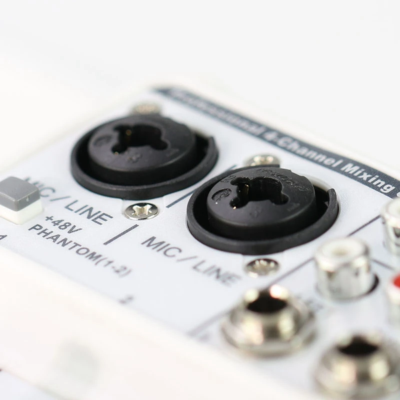 

Sound Card Mixing Console Digital 4 Channels Bluetooth Audio Mixer USB Input 48V Power for Music Recording-EU Plug
