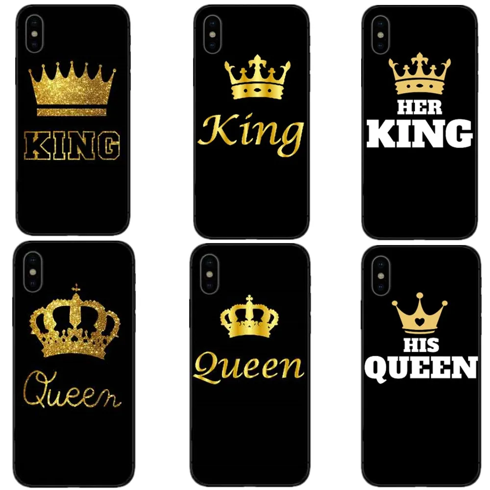 Мягкий Силиконовый ТПУ чехол Crown Her King His Queen с цитатами золотого и черного цвета
