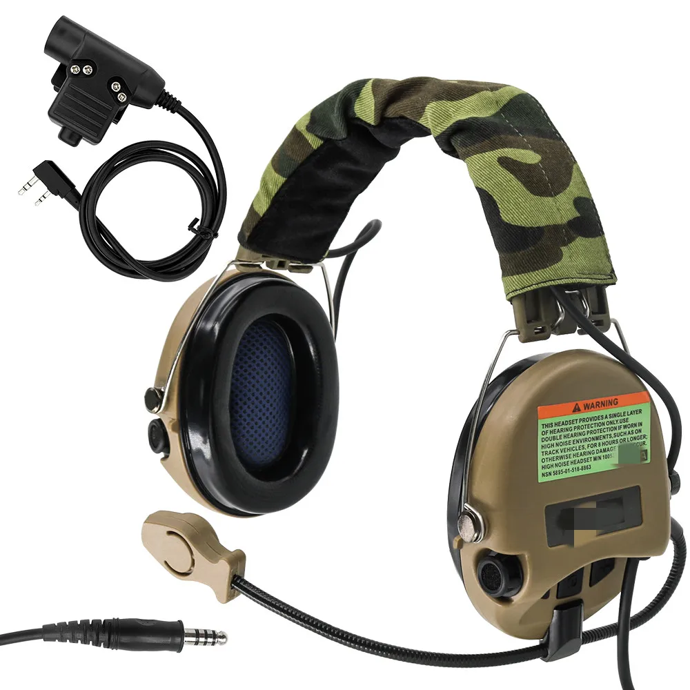 MSASORDIN Tactical Headset Airsoft Military Sordn Pickup Noise Reduction Hunt Shooting Headphone Hear Protection Earmuff+U94 Ptt