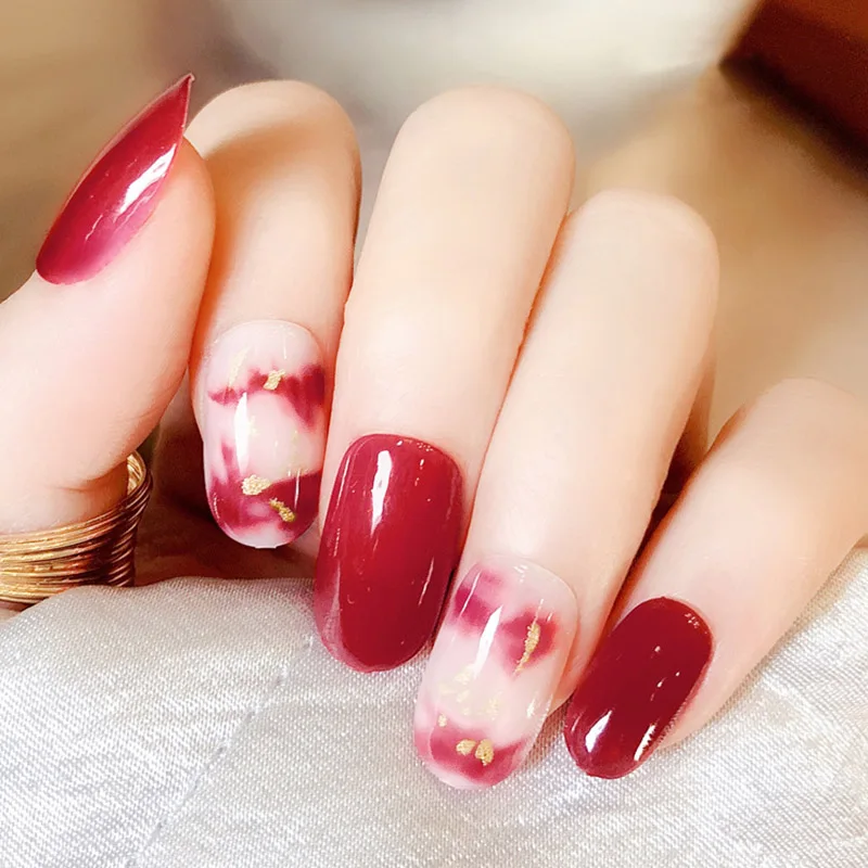 style13 24 шт. великолепные накладные ногти цвета розового золота, блестящие накладные ногти с острым носком, накладные ногти с полным покрытием, Длинные накладные ногти для девочек - Цвет: style13