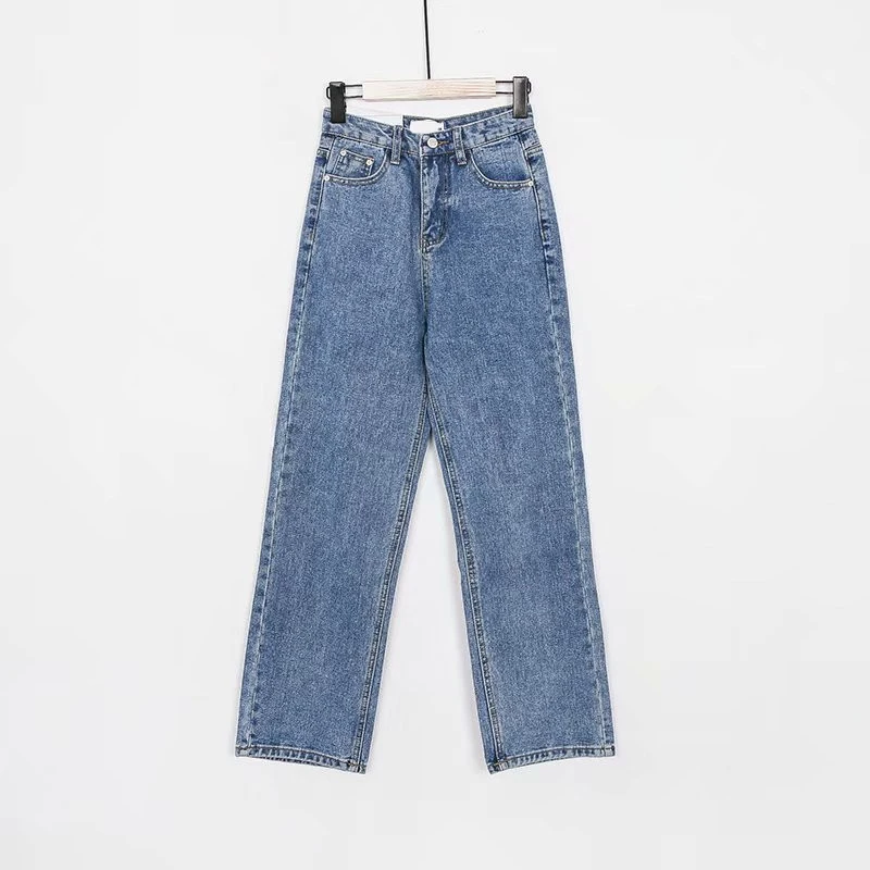 Medium blue Осень и зима новая уличная мода Высокая талия свободные широкие джинсы женские, дикие тонкие прямые повседневные брюки джинсы женские - Цвет: Medium blue