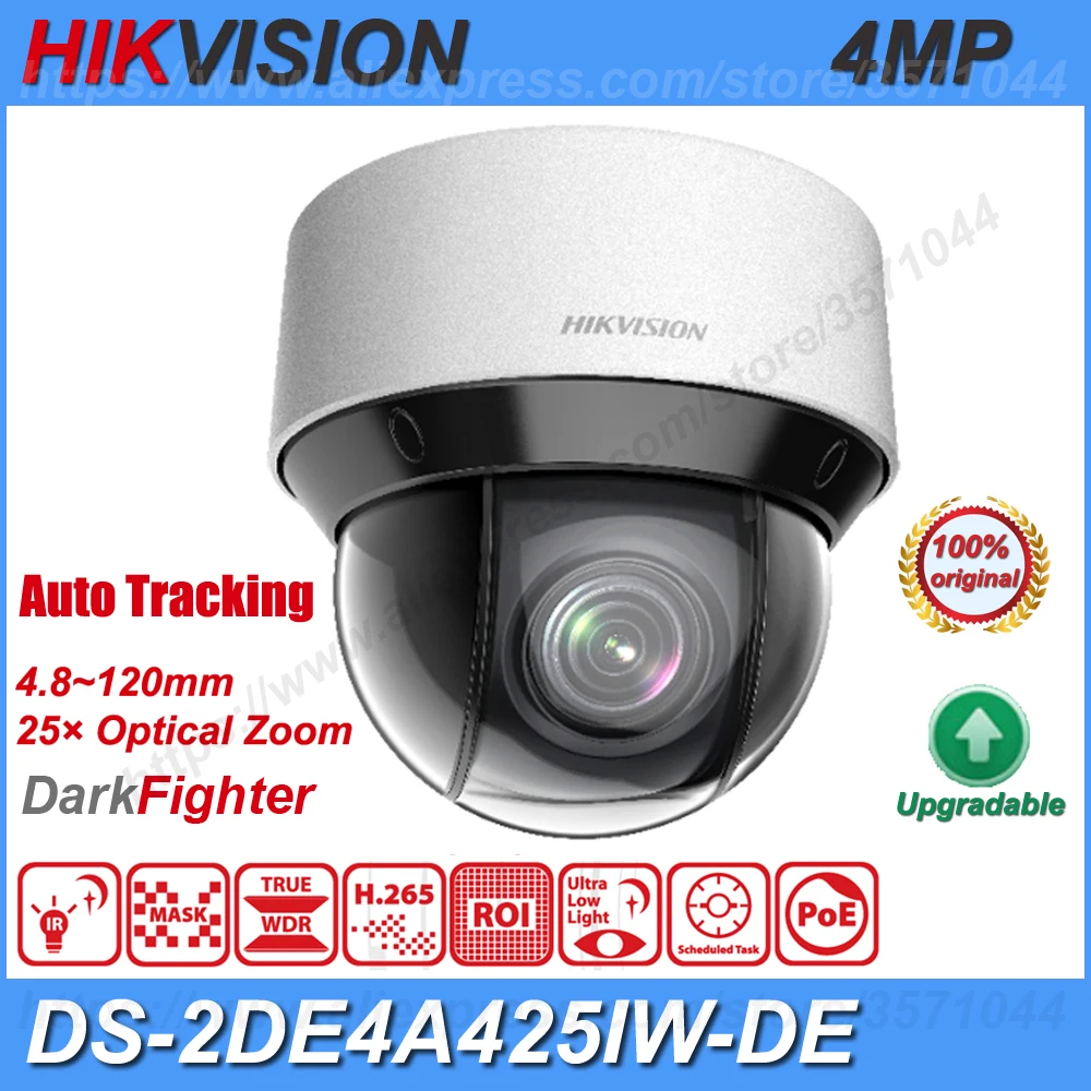 

Original hikvision PTZ DS-2DE4A425IW-DE 4-inch 4MP IP66 IR surveillance 25X POE Powered by darkfighter IR Network Speed Dome