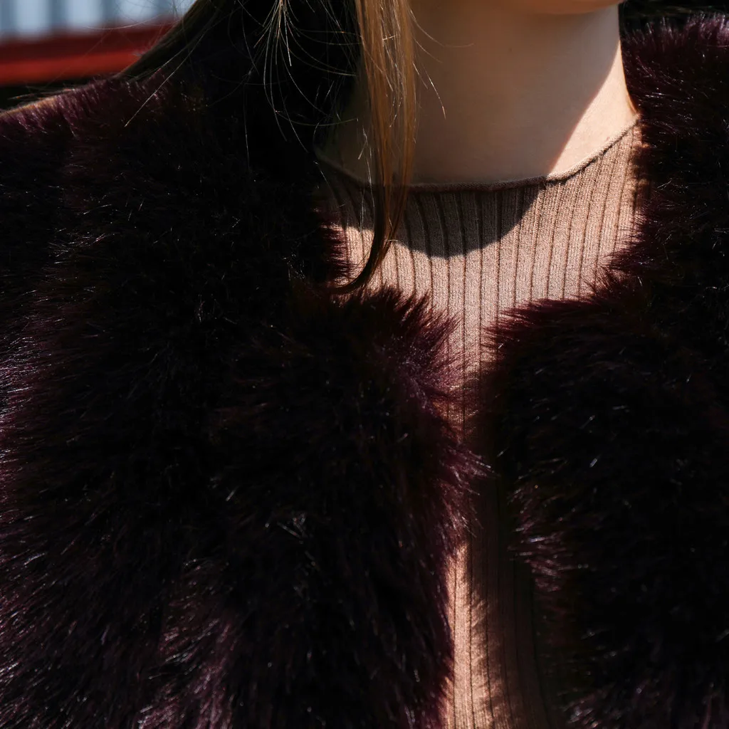 Женская модная однотонная верхняя одежда из искусственного меха кардиган