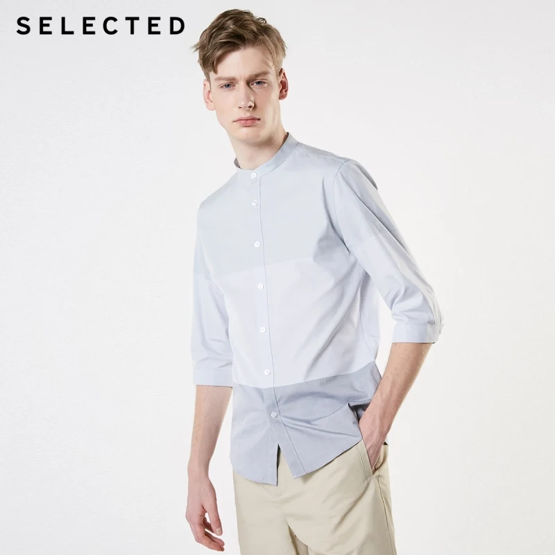 Мужская хлопковая рубашка с рукавом 100% 3/4|Повседневные рубашки| |