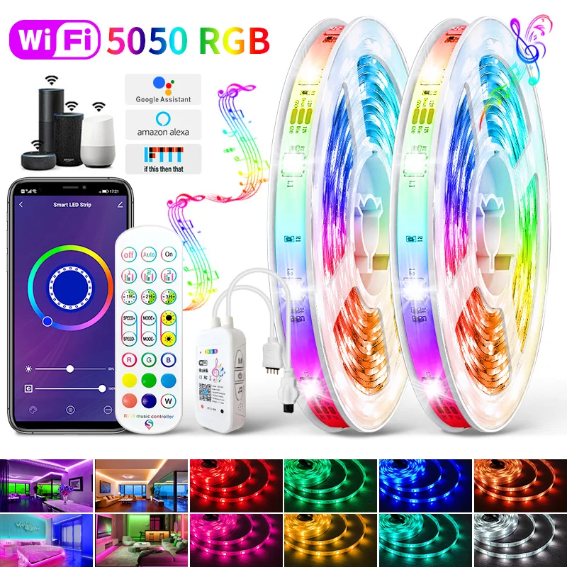 Светодиодные ленты Alexa Music с поддержкой Wi Fi и Bluetooth светодиодсветодиодный RGB 5050 SMD