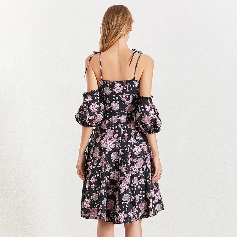 TWOTWINSTYLE летние платья на бретелях с принтом для женщин открытыми плечами пышными