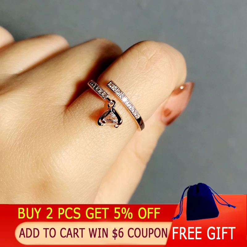 SINLEERY корейское модное кольцо Регулируемый размер кубический циркон кристалл