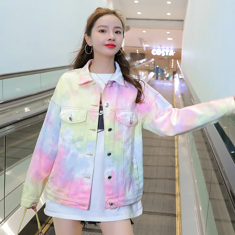 Женская джинсовая куртка жареная уличная Короткая свободная Универсальная с