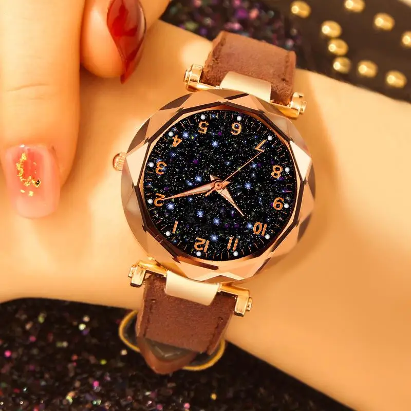 

Luxury Rose Gold Women Watches Fashion Diamond Ladies Starry Sky Magnet Watch Waterproof Female Wristwatch For Gift Clock 2020