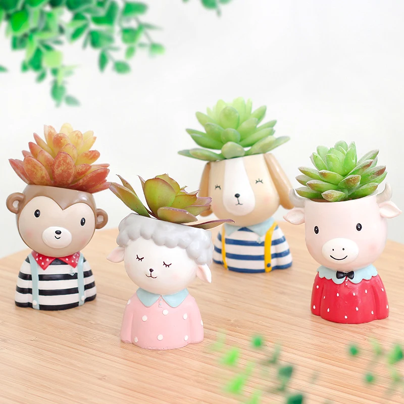 Набор дощечек с милыми животными 4 шт. творческие суккулентные цветы настольные