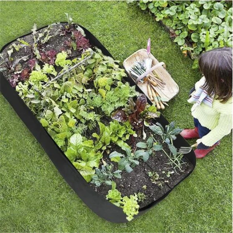 

1 шт. тканевая поднятая садовая кровать, квадратный садовый пакет для выращивания цветов, пакет для выращивания овощей, горшок с ручками для ...