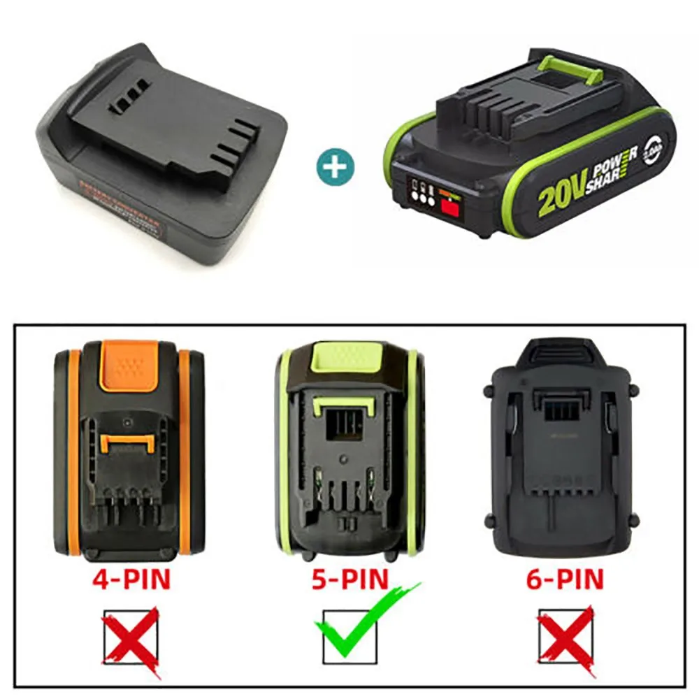 

Battery Adapter For WORX 20V 5PIN Li-Ion For Dewalt 18V/20V Li-Ion Cordless Tool Battery Adapts To Dewei DCB Series Motor Parts